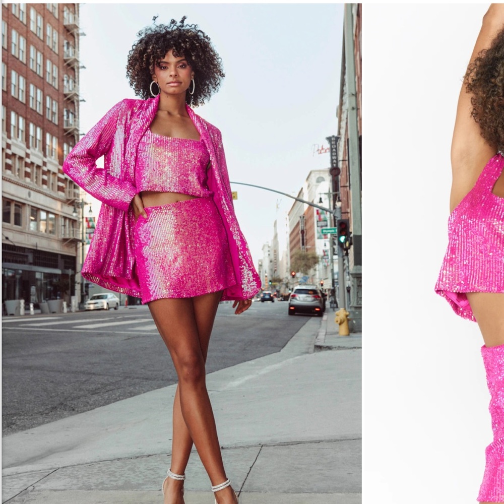 Show Me Your MuMu Hot Pink Sequin Mini Skort